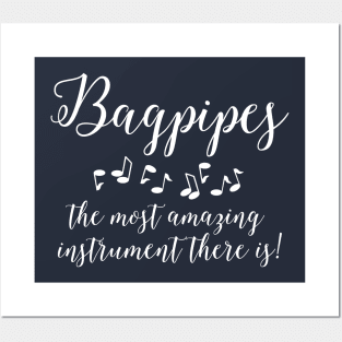 Amazing Bagpipes White Text Posters and Art